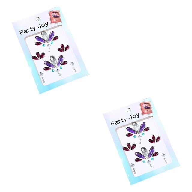 maskred Eye Face Rhinestone Self Adhesive Stickers Makeup DIY Costume Accessory Type 7 2Set