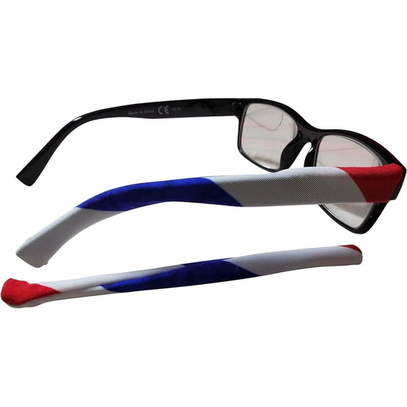 Templesox Eyewear Sleeves Glasses Frame Arm Protector Sleeves for Men & Women, RWB Stripes Small