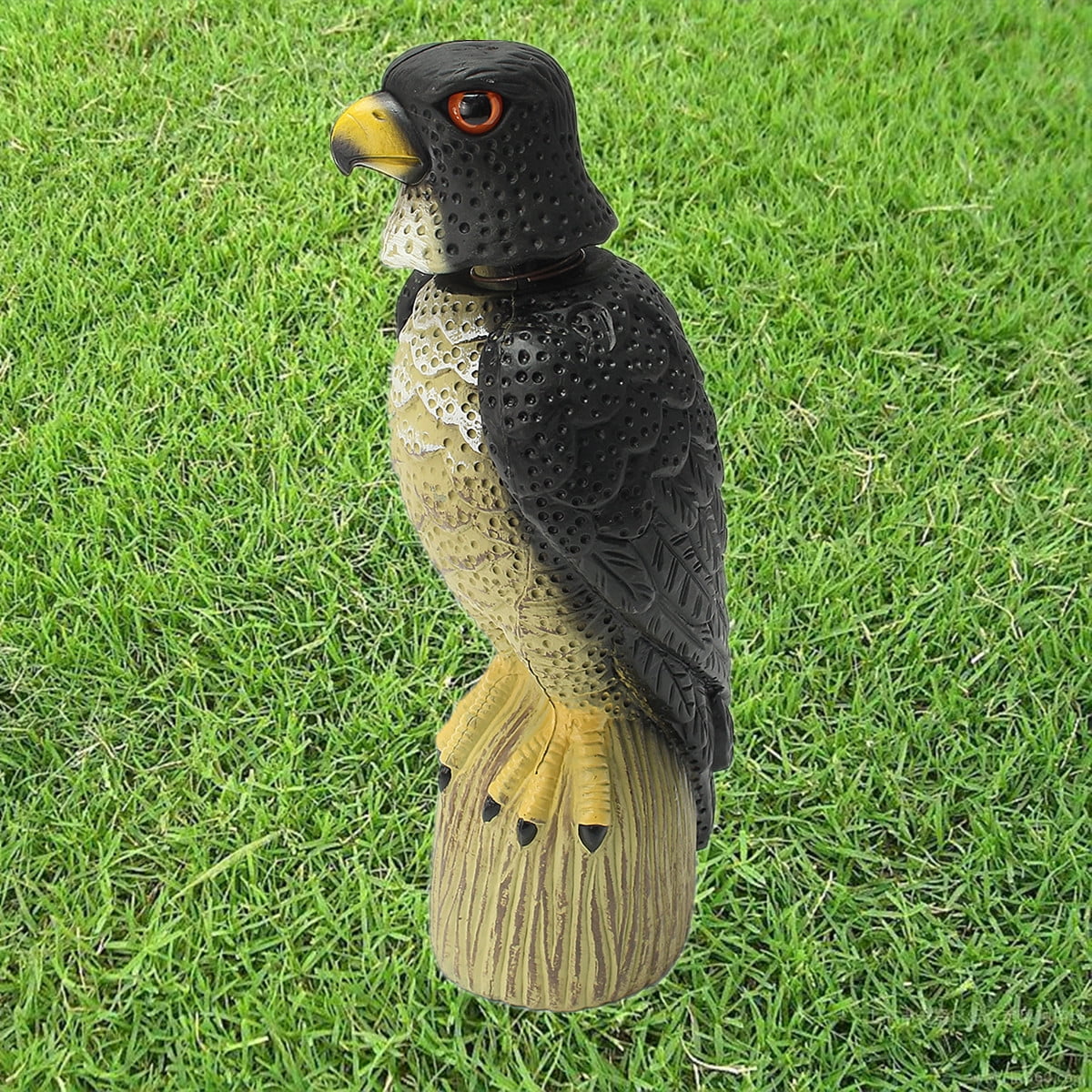 Fake Owl Decoy with Rotating Head in Wind Realistic Hunting Shooting