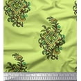 thumbnail image 1 of Soimoi Moss Georgette Fabric Leaves & Floral Block Printed Craft Fabric by The Yard 42 Inch Wide, 1 of 3