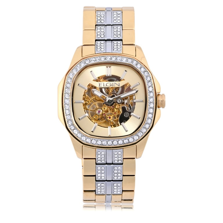 Elgin Adult Male Watch with Allow Case and Brass Bezel in Gold