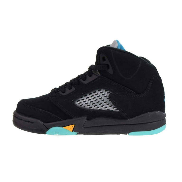 373 JR  Little Kid's Jordan 5 Retro Black/Aquatone-Taxi (440889 047
