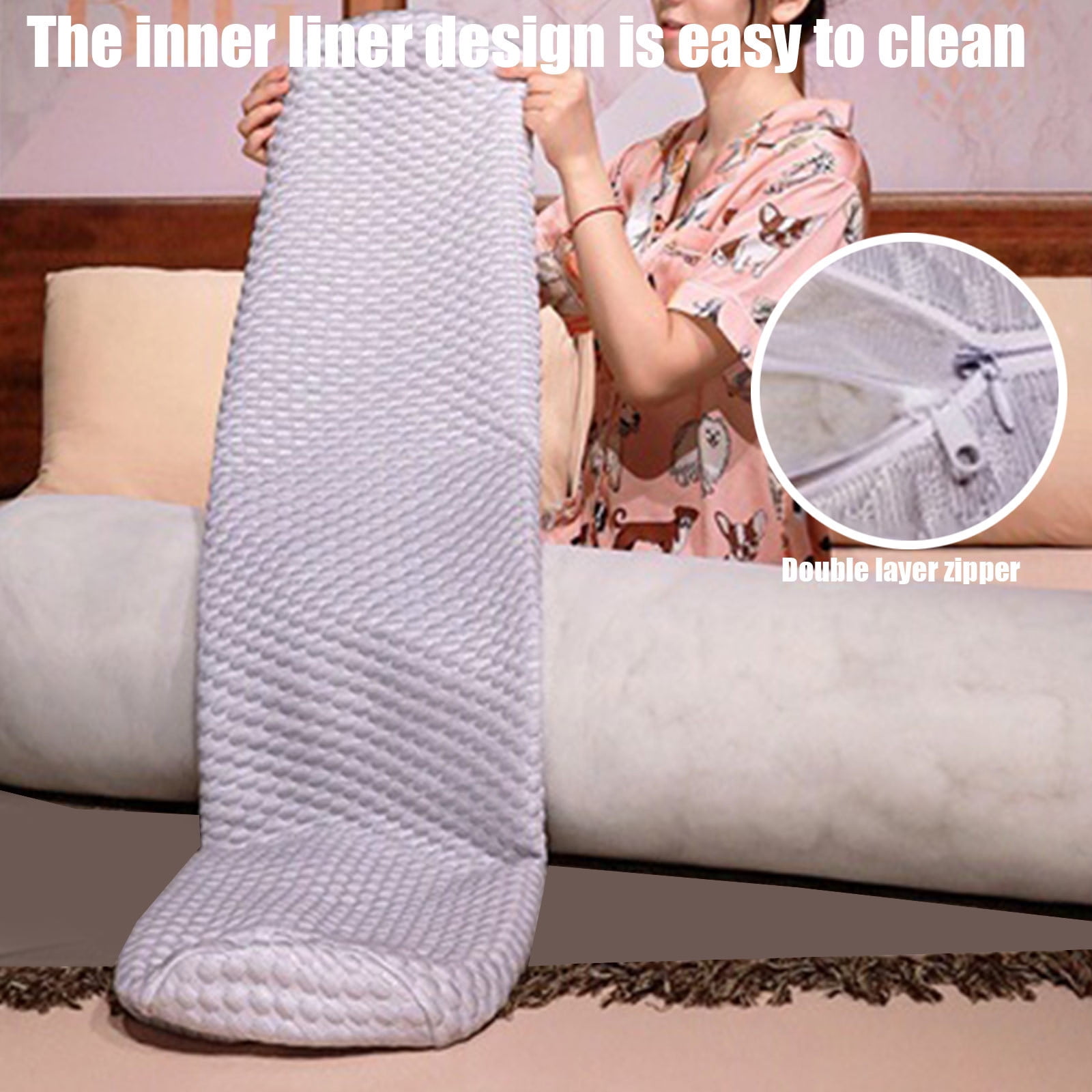 Soft Velvet Body Pillow for Side Sleepers – Long Leg Clamp and Bedside Cushion for Bed, Sofa, Dorm – 27.5 inch, Multiple Colors