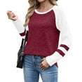 thumbnail image 2 of Kaemgyyd Tunic Tops for Women Loose Fit Dressy Knit Sweater Fall Fashion Clothes Color Block Crewneck Long Sleeve Shirts, 2 of 4