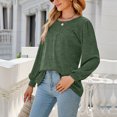 thumbnail image 6 of Annhoo Going out Tops for Women Fall Casual Pleated Crewneck Long Sleeve T-Shirts Ladies Basic Solid Color Blouses, 6 of 7