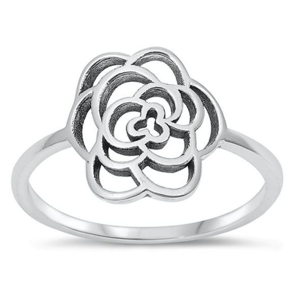 Rose Romance Admiration Ring .925 Sterling Silver Band Jewelry Female Male Unisex Size 8
