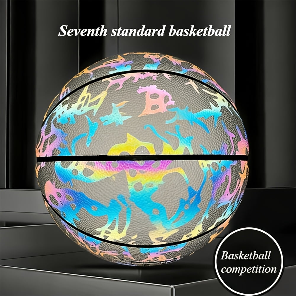 Reflective basketball, 9.67 inch reflective basketball - the perfect gift for Christmas, Thanksgiving, and Halloween, made of durable PU material, perfect for adult training and competition