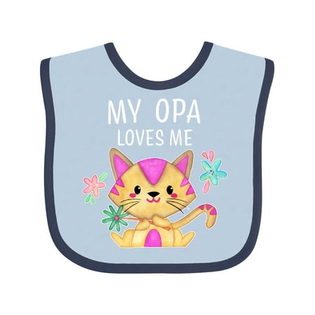 

Inktastic My Opa Loves Me with Cute Kitten and Flowers Gift Baby Boy or Baby Girl Bib