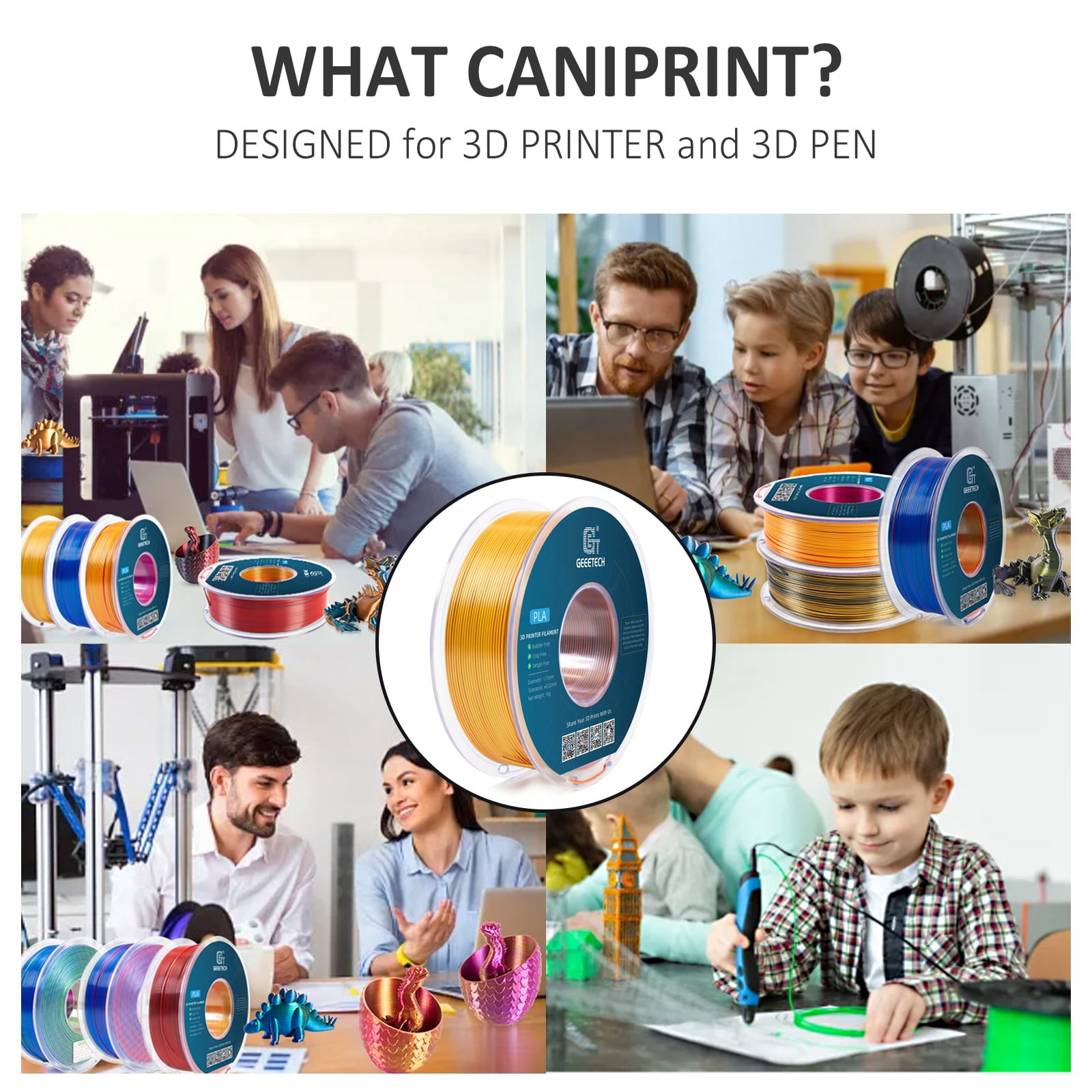 Geeetech Tri Color Silk PLA Filament , 3D Filament 1,75 mm 1KG Spool Wire  ( /-0.03mm) Vacuum Packaging, Special Color，Fast Ship