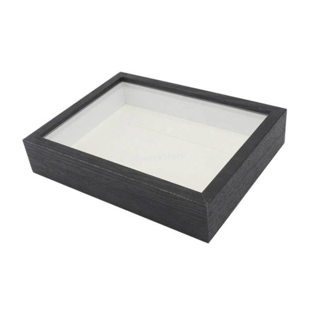 Caja de sombra con marco resistente, rústica, creativa, para exhibir flores secas, caja de recuerdos para negro