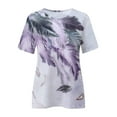 thumbnail image 4 of USSUMA Feather Print T-Shirts for Women Trendy Short Sleeve Flowy Tie Dye Basic Dressy Blouse Casual Tops Summer Crewneck Women's Tunics Plus Size Shirt 2022, 4 of 4