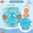 thumbnail image 3 of CQHVKQ 20" Inflatable Baby Pool Float Seat, Lion Pattern Baby Swimming Ring for Swim Training, Toddler Inflatable Swimming Float with Airbag Seat, Adjustable Infant Pool Floats 6-36 Months, Blue, 3 of 9