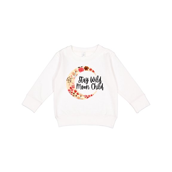 Inktastic Baby Stay Wild Moon Child Crescent Moon with Flowers Toddler Sweatshirt