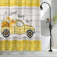 thumbnail image 2 of Bee Truck Standard Shower Curtain Set, Waterproof Shower Curtains for Bathroom, Yellow Honey Daisy Floral Plaid Wooden Grain Washable Fabric Bath Curtain for Bathtub with Hooks 72x72 Inches, 2 of 9