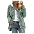 thumbnail image 6 of Plus Size Winter Coats for Women Full Zip Oversized Fleece Sherpa Jacket Drawstring Fuzzy Hooded Outerwear w/Pockets Mint Green 2XL, 6 of 6