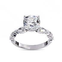 Solitaire Engagement Ring for Women | Center 8mm Cushion Cut Lab Created Moissanite Promise Ring in 14K Solid White Gold Jewelry Gift for Her, Ring Size 5