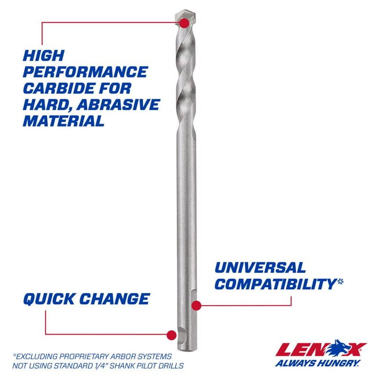 Lenox LXAH99414CTPB Hole Saw Pilot Drill Bit, Quick Change, High
