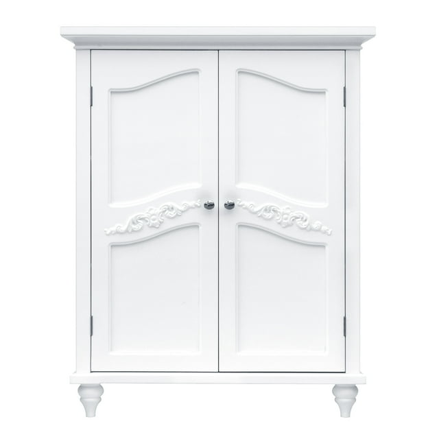 Teamson Home Armoire de Salle de Bain Autoportante Solution de Rangement en Bois 2 Portes Blanc