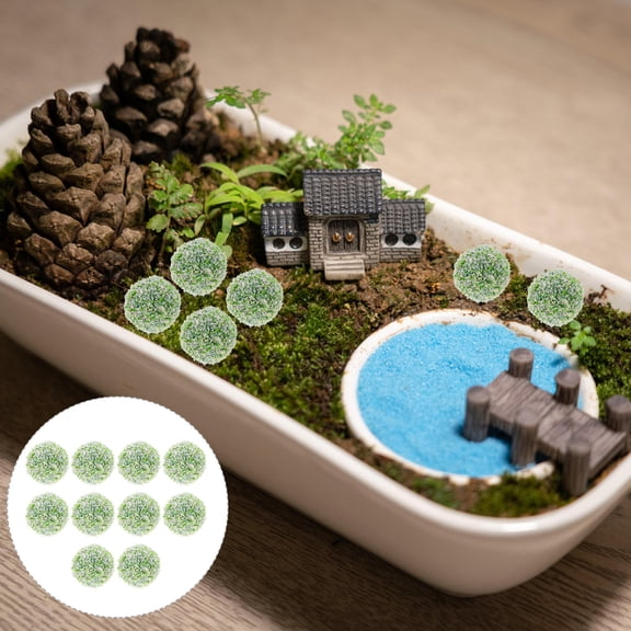 Hytrove 10Pcs Miniature Shrub Ball Artificial Mini Shrub Model for Artistic Creation and Modeling