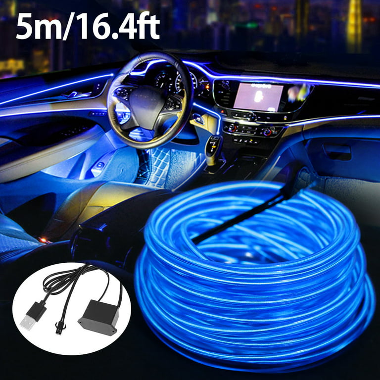 Yous Auto EL Wire Interior Car LED Strip Lights 16.4ft USB Powered Car LED  Lights Eye-Friendly EL Wire Car Interior Light for Sunroof Dash Armrest