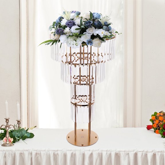 43.3 inches Wedding Centerpieces for Tables Crystal Vases Flower Stand for Wedding Aisle Decor 4-Tier