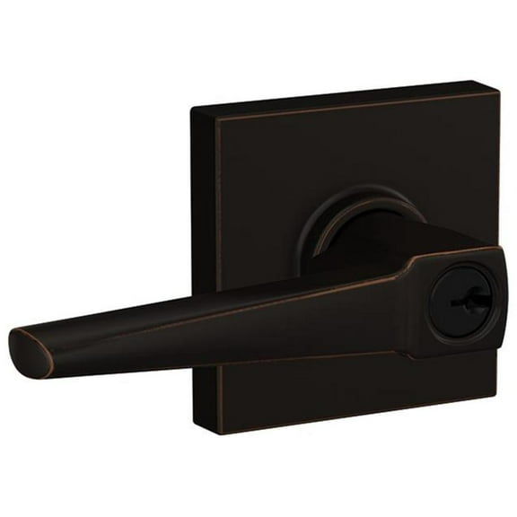SCHLAGE F51A ELR 716 COL Eller Lever with Collins Trim Keyed Entry Lock, Aged Bronze