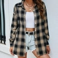 thumbnail image 2 of Spring Savings Clearance Lindreshi Shackets for Women 2023 Fall Fashion Woman Long Sleeve T-Shirt Open Front Loose Outerwear Plaide Blouse Coat Tops, 2 of 7
