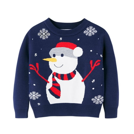 

XIMIN Long Sleeve Toddler Sweater Toddler Youth Teen Boys Girls Christmas Cartoon Knit Print Sweater Knitwear Warm Children s Sweater