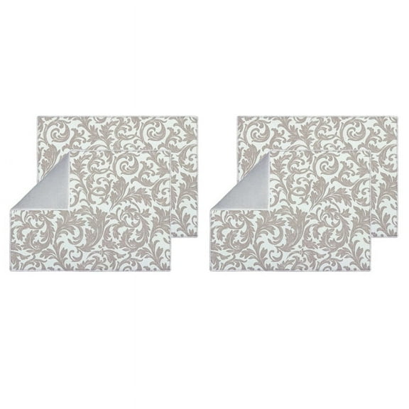 4 Pack Dish Drying Mat Absorbent Drying Mat Machine Washable Dish Drying Mats for Kitchen Counter (Grey Vine)