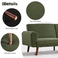thumbnail image 3 of Ebello 81" Mid-Century Corduroy Roll Arm Loveseat, Wood Frame Sofa, Convertible Futon Sofa Bed with 3 Position Adjustable Backrest for Living Room,Green, 3 of 10