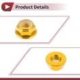 thumbnail image 6 of Unique Bargains 5 Pcs M6 Car Flange Nuts Aluminum Alloy,Plastic Rubber Ring Flat Hex Lock Flange Nuts Non-Slip Lock Flange Gold Tone Rubber Ring for Car Motorcycle, 6 of 6