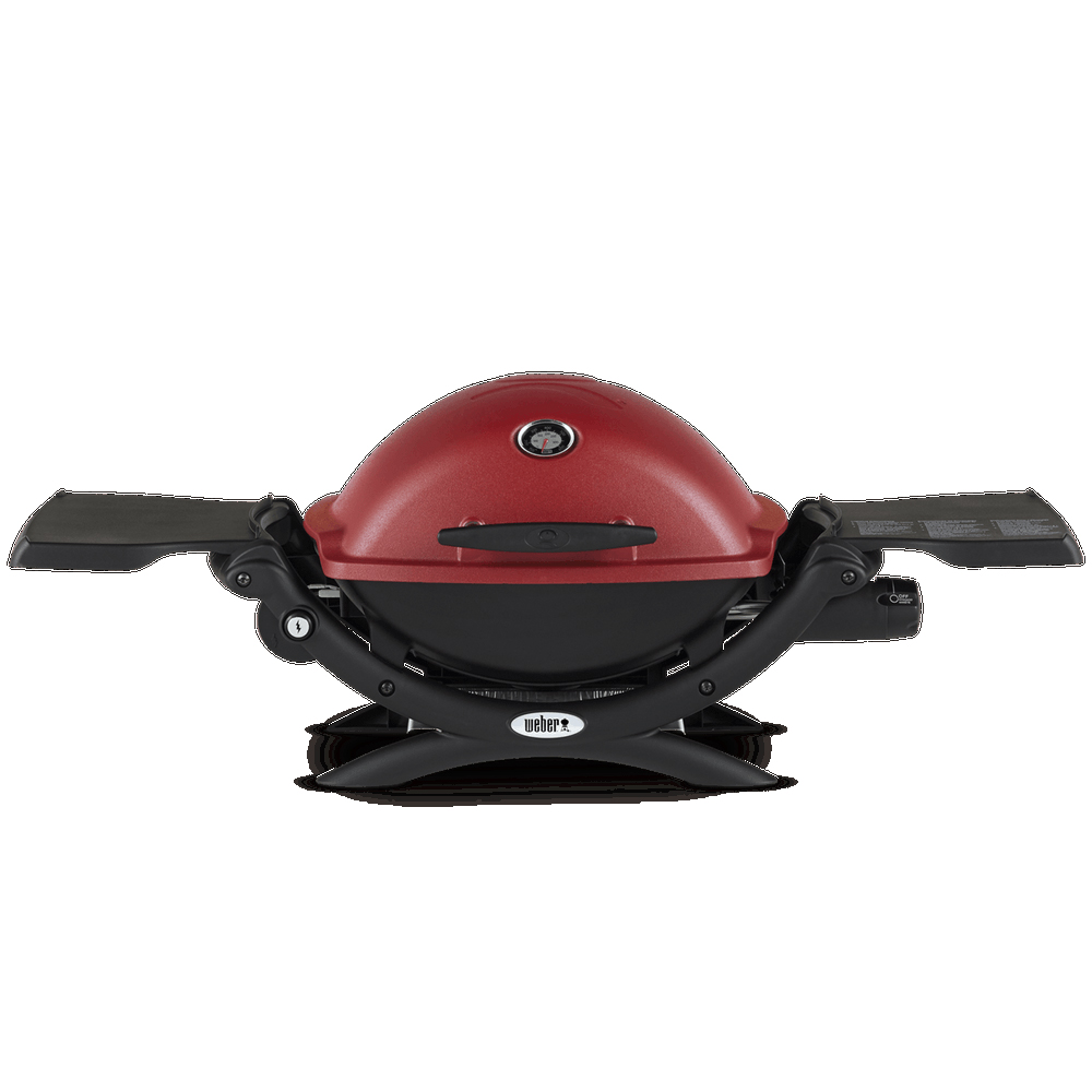Weber 51040001 Q1200 Liquid Propane Portable Grill Red Bundle with Deco Essentials 3 Piece BBQ Tool Set with Custom Blue Apron, Spatula, Tongs, Fork and Oven Mitt and Pair of Red Oven Mitt - image 4 of 10