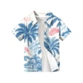 thumbnail image 4 of Abcomgle Youth Hawaiian Shirts Boys Summer Palm Tree Print Boys Vacation Shirts Button Down Short Sleeve Beach Hawaii Shirts,Light Blue,5-6Years, 4 of 5