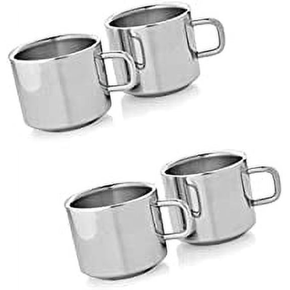 iKonbi Stainless Steel Set of 4 Double Wall Tea Cups 120 ml