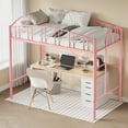thumbnail image 6 of Festisoul Loft Bed Twin Size with Stairs and Arched Guardrail, Sturdy Metal Slats Bed Frame, Noise Free, No Box Spring Needed for Dorm, Space Saving, Pink, 6 of 10