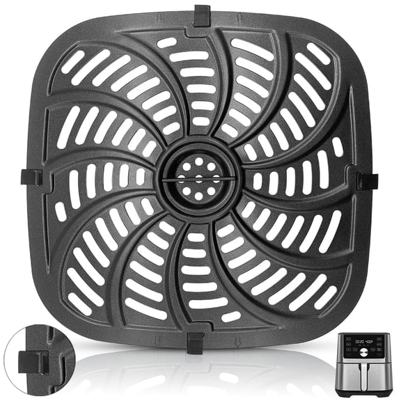 Air Fryer Replacement Tray, Air fryer Accessories Parts Grill Pan Crisper Plate with Rubber Bumpers for Chefman TurboTouch Easy View Air Fryer 8 QT Air Fryer, Non-Stick, Dishwasher Safe