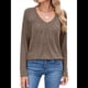thumbnail image 2 of Camisetas de Larga para Mujer, Cuello en V, Suaves, Básicas, Holgadas, Informales, Moda de Otoño. Café L, 2 of 10
