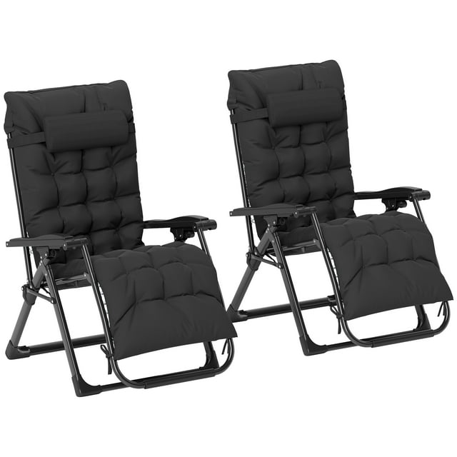 Outsunny Reclining Zero Gravity Chair, Folding Sun Lounger with Cushion