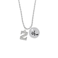 thumbnail image 2 of Delight Jewelry Silvertone Crystal Initial - Z - Silvertone Script Initial Disc - K - Charm Necklace, 20"+3", 2 of 4