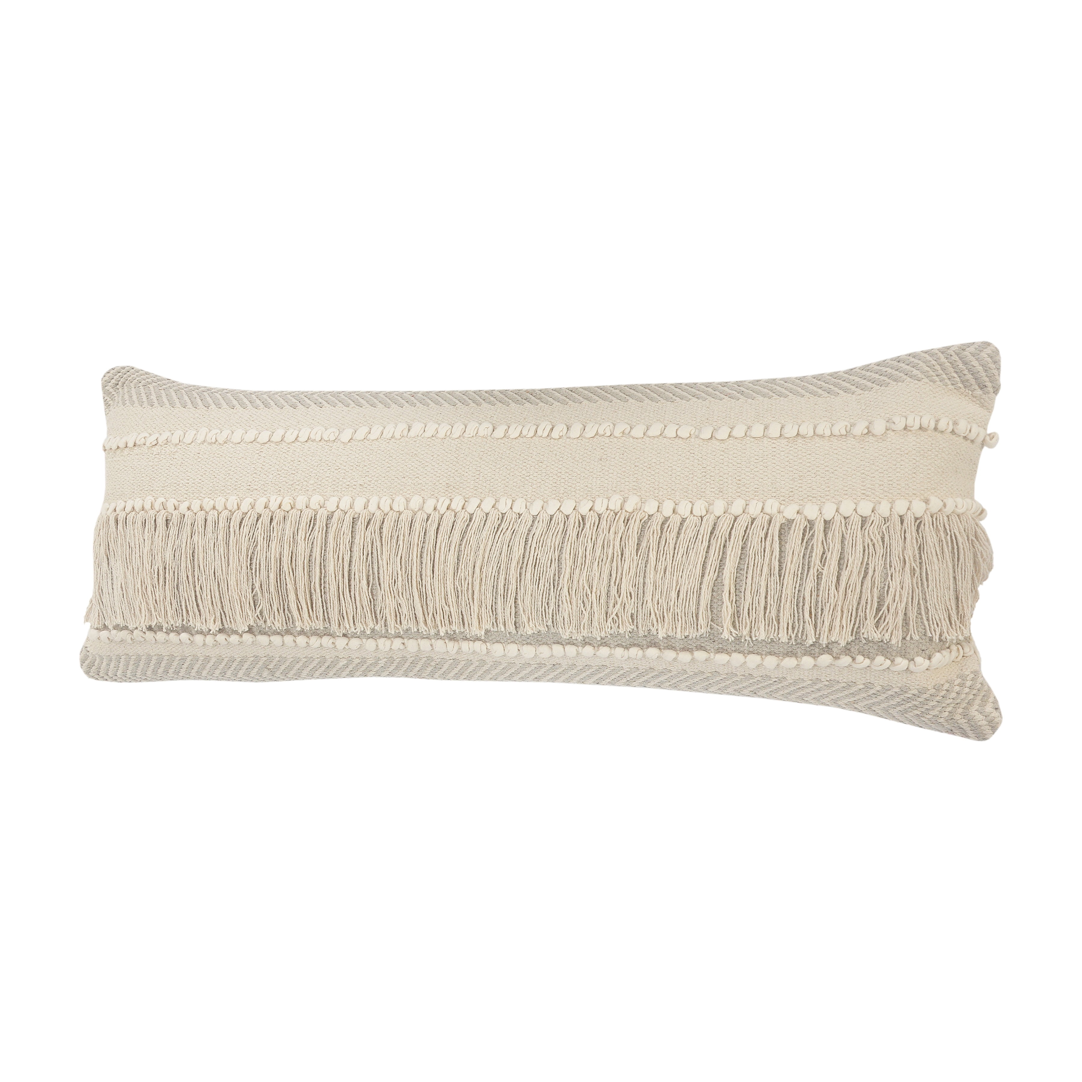 Willey Woven Paths Over-Tufted Throw Pillow, Beige, 14" x 36"