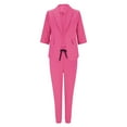 thumbnail image 3 of Jinhomg Business Suits for Women Plains Solid Open Front Blazer Jackets with Drawstring Waist Jogger Pants 2 Piece Casual Office Suits Pink M, 3 of 4