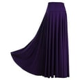 thumbnail image 3 of Nyeemya Womens Ballroom Dance Skirt Solid Color Ruffle Dancewear Flamenco Performance Costume Purple L, 3 of 7