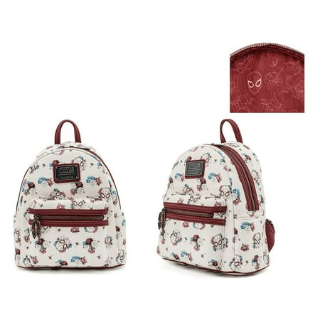Loungefly Marvel Spiderman Floral All Over Print Womens Double Strap Shoulder Bag Purse