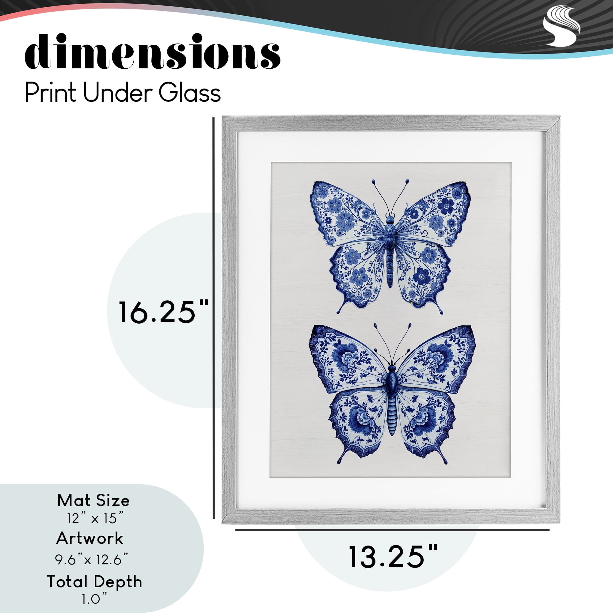 Ornate Toile Pattern Butterflies Gray Framed Print Under Glass, design by Lettered and Lined