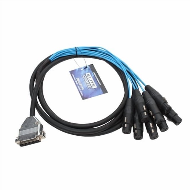 Elite Core DB25XF10 25 Broches D-Sub à 8 XLR Serpent Femelle, 10 Pieds