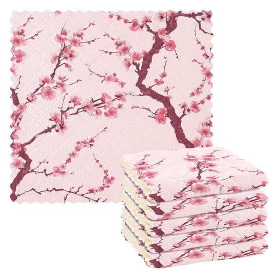 6 Pieces of Kitchen Towels 11x11Inch Kitchen Dish Cloths Kitchen Dish Towels Reuseable Cleaning Cloths Pink Plum Seamless