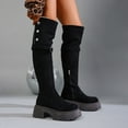 thumbnail image 6 of Women Over the Knee Boots Low Heel Winter Block Suede Thigh High Chunky OTK Long Comfort, 6 of 8