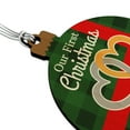thumbnail image 2 of Our First Christmas Engaged 2019 Hearts Green Plaid Wood Christmas Tree Holiday Ornament, 2 of 5