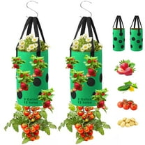 TSV 13.8 in Green Upside-Down Hanging Planters with 13 Growth Ports (2 Count)