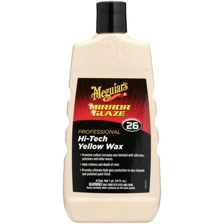 Polymer Car Wax Meguiar’s Mirror Glaze Hi-Tech Yellow Wax – Premium Carnauba and Polymer Liquid Wax – M2616, 16 oz ()